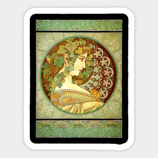 Alphonse Mucha Laurel Vintage Art Nouveau Sticker